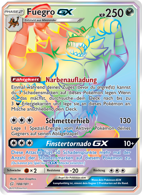 Fuegro GX 188 — Team Up (German Pokémon TCG card)