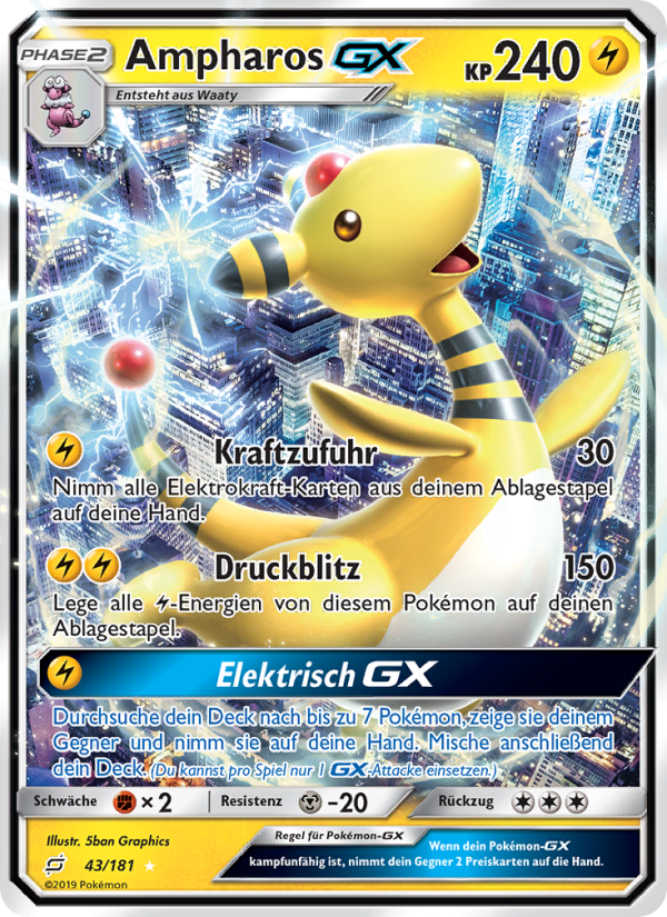 Ampharos GX 43 — Team Up (German Pokémon TCG card)