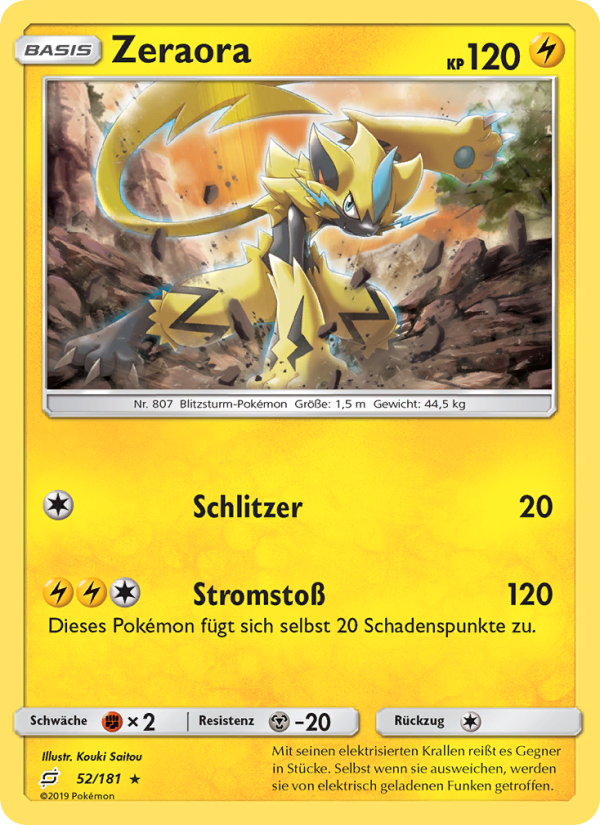 Zeraora 52 — Team Up (German Pokémon TCG card)