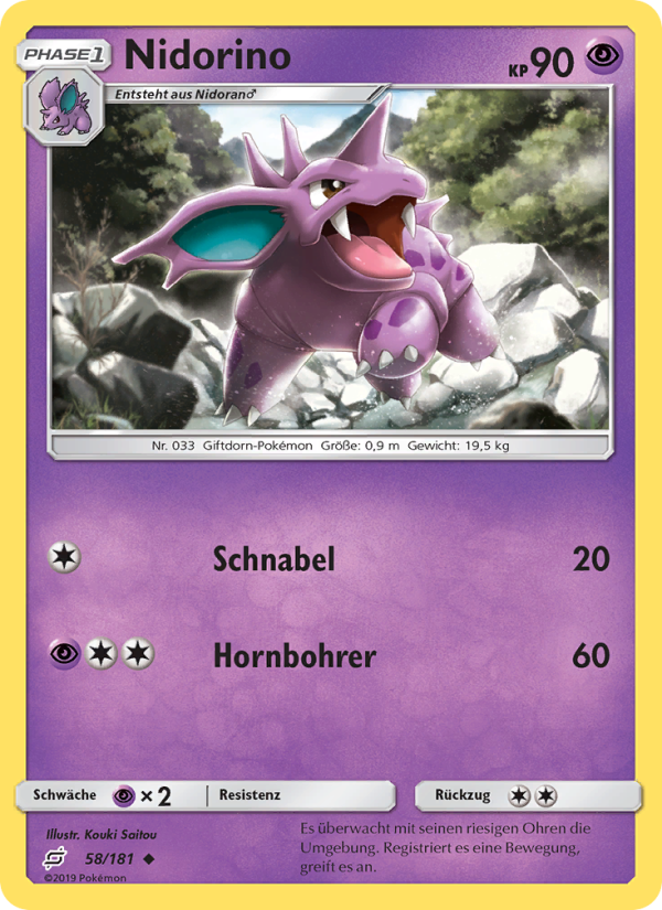 Nidorino 58 — Team Up (German Pokémon TCG card)