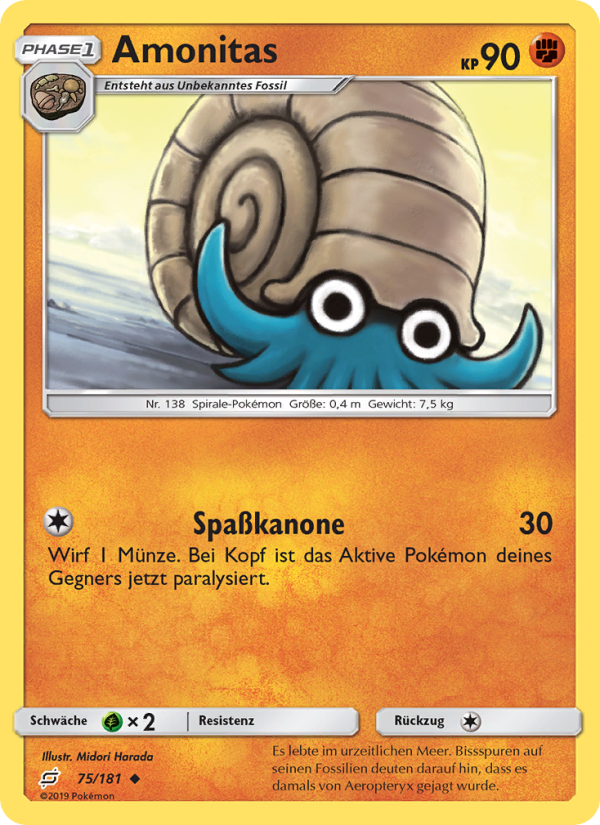 Amonitas 75 — Team Up (German Pokémon TCG card)
