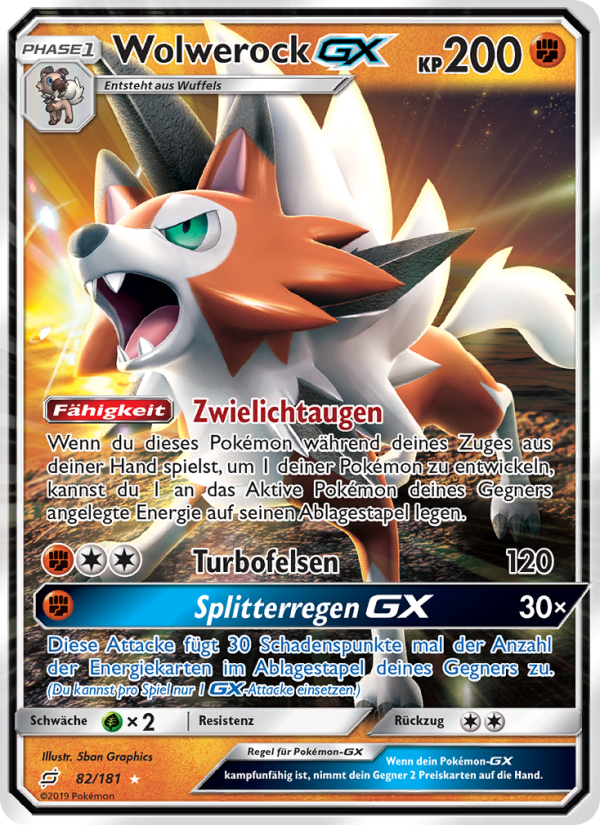 Wolwerock GX 82 — Team Up (German Pokémon TCG card)