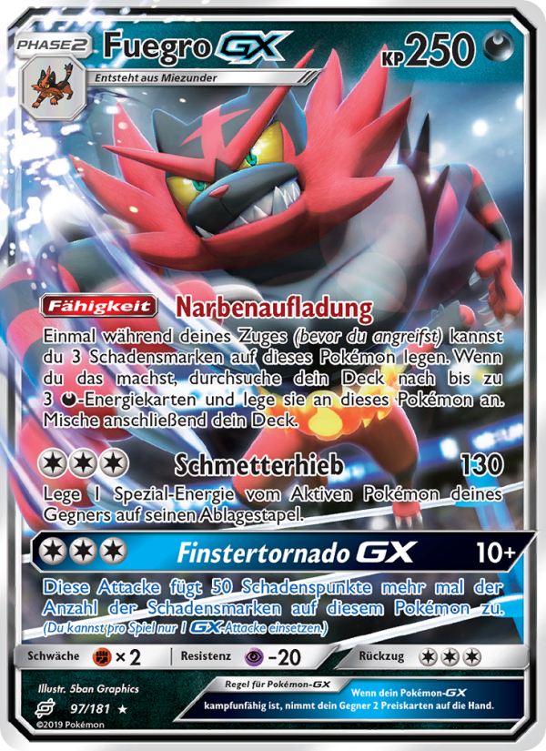 Fuegro GX 97 — Team Up (German Pokémon TCG card)
