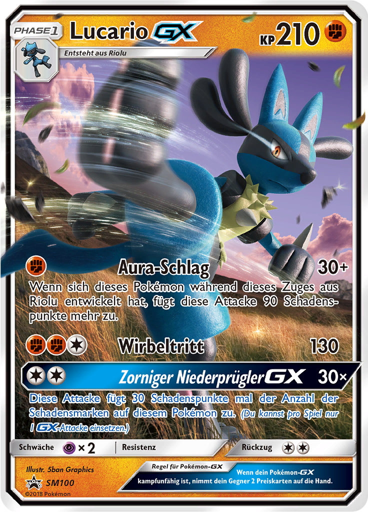 Lucario GX SM100 — Sun & Moon Promos (German Pokémon TCG card)