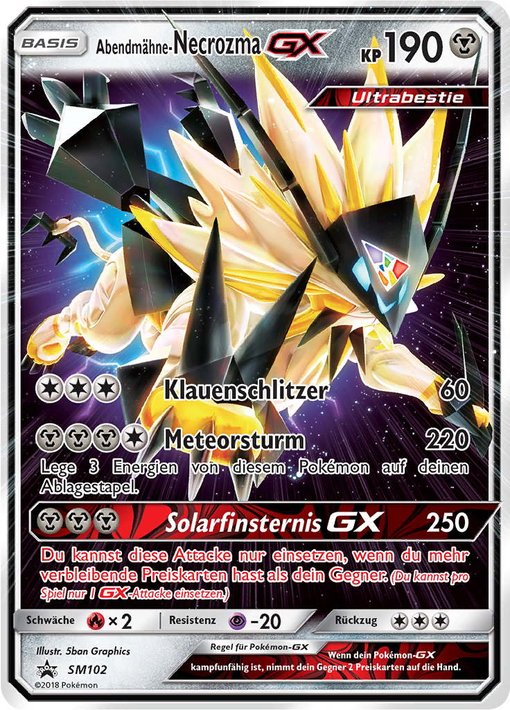 Abendmähne-Necrozma GX SM102 — Sun & Moon Promos (German Pokémon TCG card)