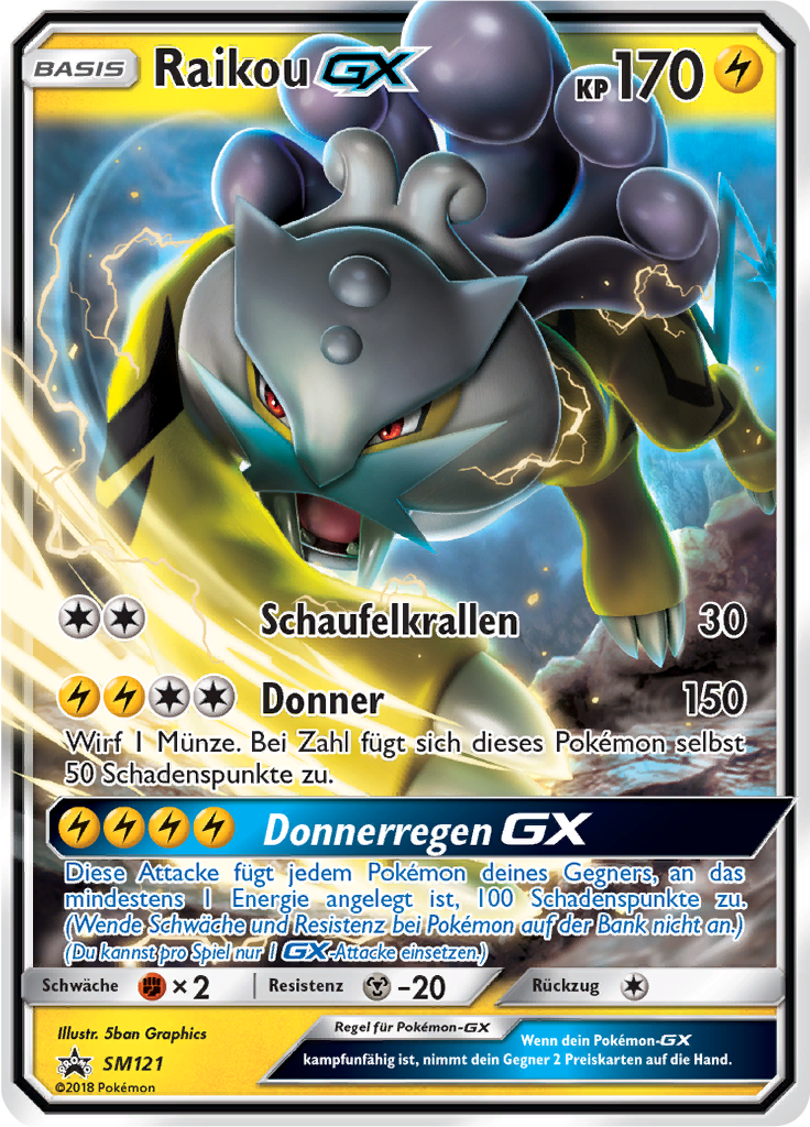 Raikou GX SM121 — Sun & Moon Promos (German Pokémon TCG card)