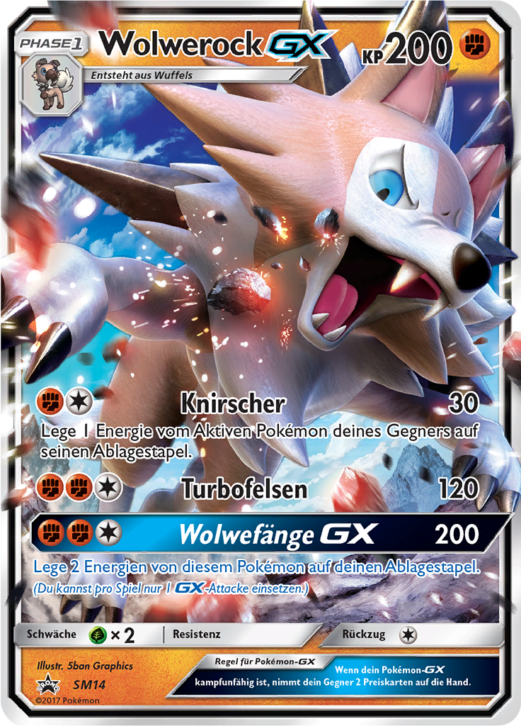 Wolwerock GX SM14 — Sun & Moon Promos (German Pokémon TCG card)