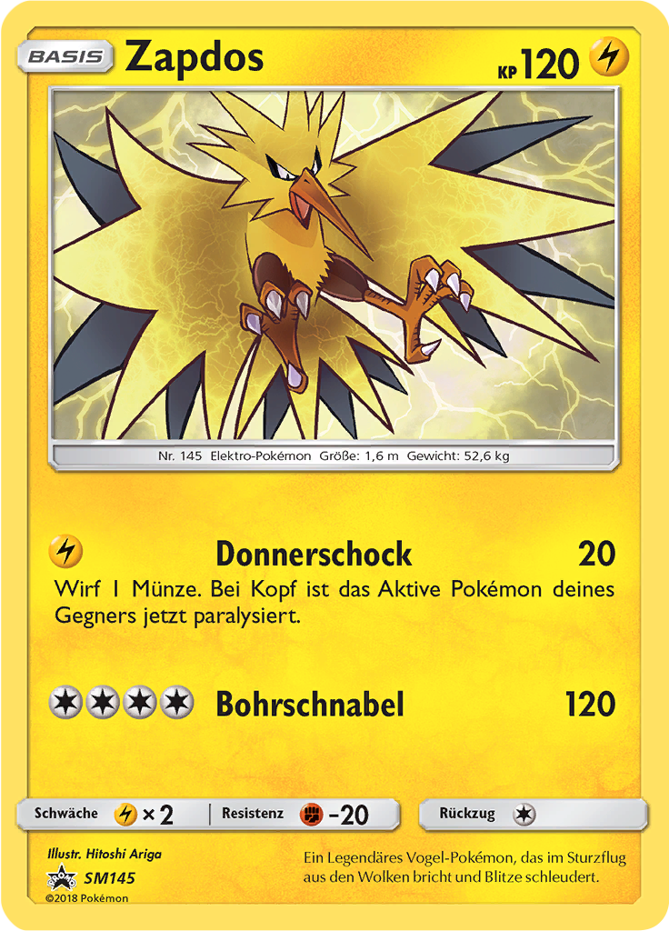 Zapdos SM145 — Sun & Moon Promos (German Pokémon TCG card)