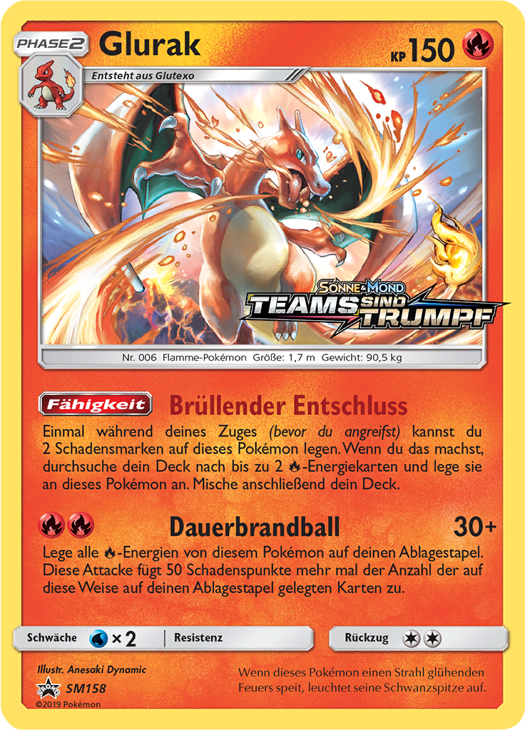 Glurak SM158 — Sun & Moon Promos (German Pokémon TCG card)