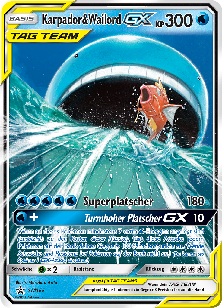 Karpador & Wailord GX SM166 — Sun & Moon Promos (German Pokémon TCG card)