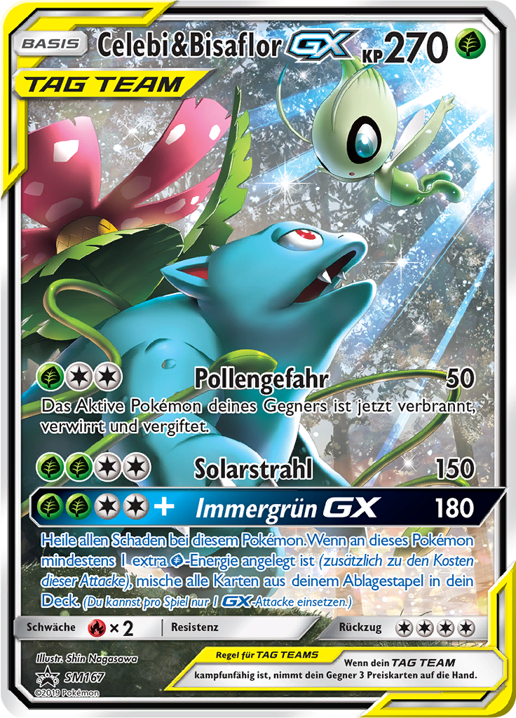Celebi & Bisaflor GX SM167 — Sun & Moon Promos (German Pokémon TCG card)