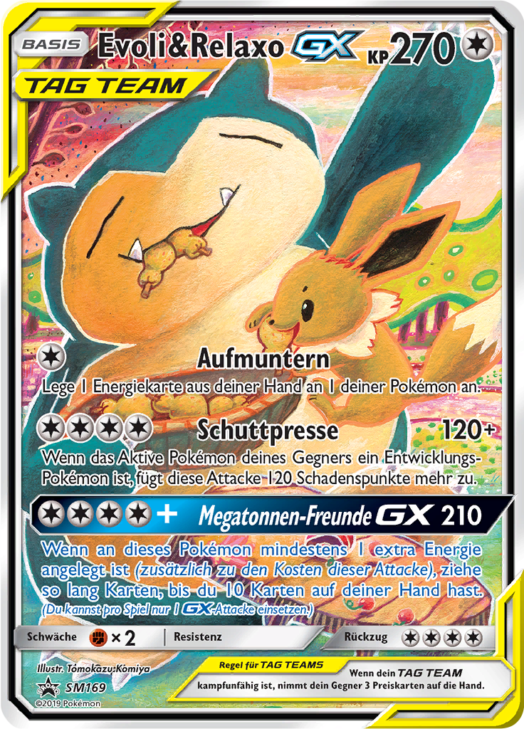 Evoli & Relaxo GX SM169 — Sun & Moon Promos (German Pokémon TCG card)