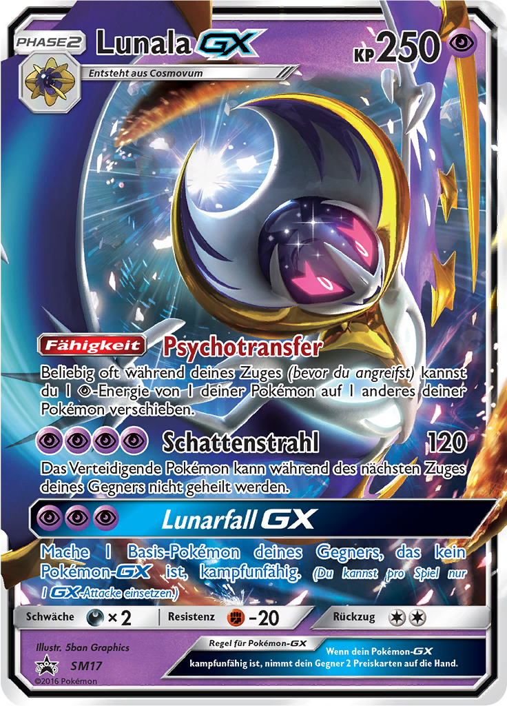 Lunala GX SM17 — Sun & Moon Promos (German Pokémon TCG card)