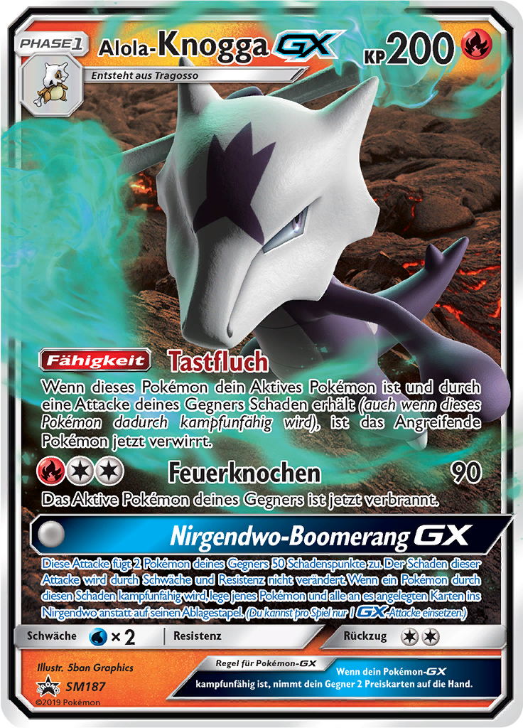 Alola-Knogga GX SM187 — Sun & Moon Promos (German Pokémon TCG card)