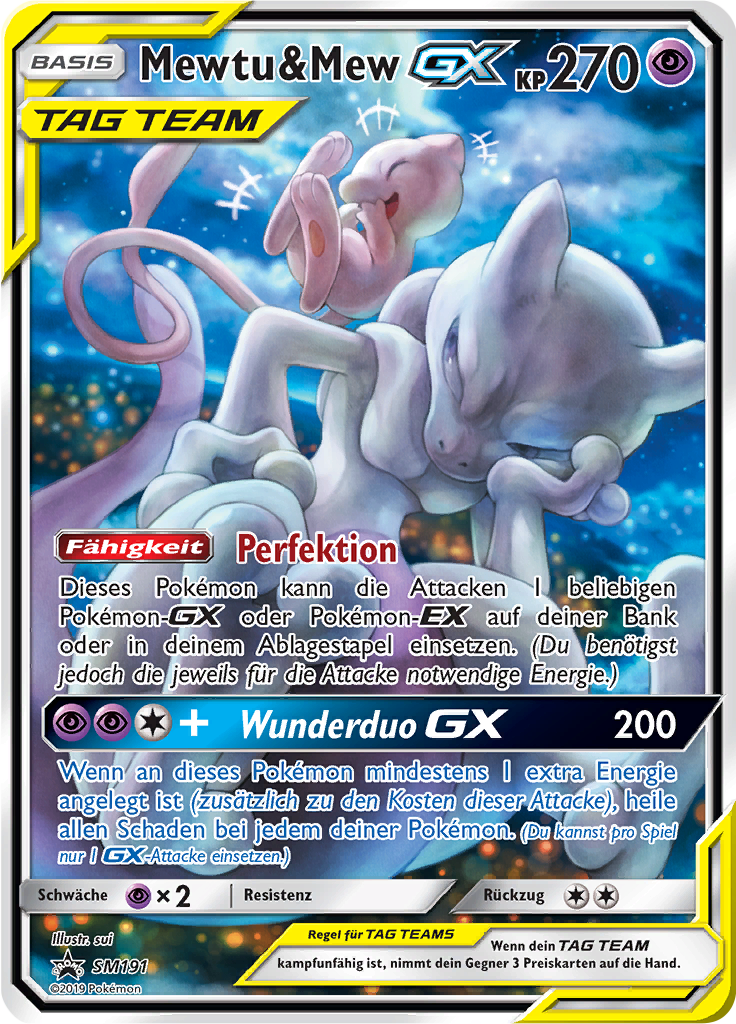 Mewtu & Mew GX SM191 — Sun & Moon Promos (German Pokémon TCG card)