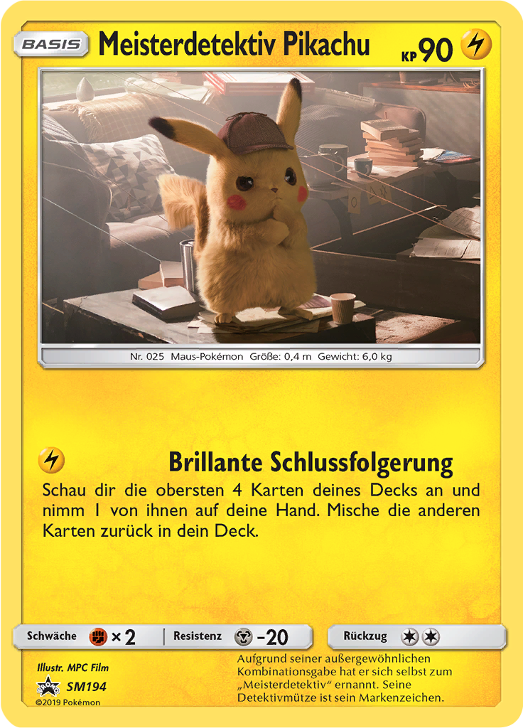 Meisterdetektiv Pikachu SM194 — Sun & Moon Promos (German Pokémon TCG card)