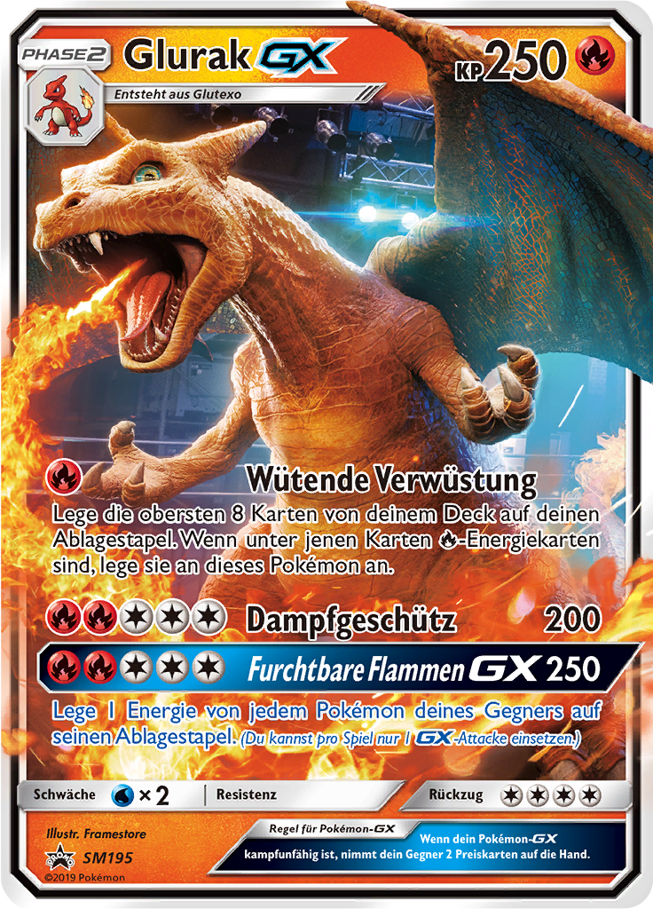 Glurak GX SM195 — Sun & Moon Promos (German Pokémon TCG card)
