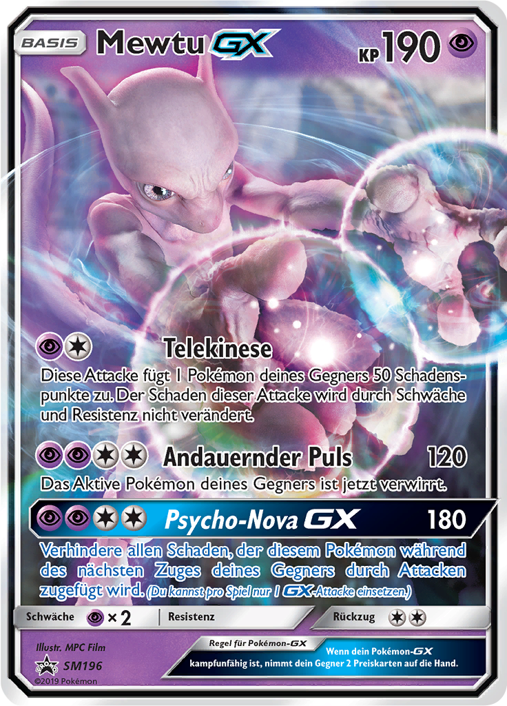 Mewtu GX SM196 — Sun & Moon Promos (German Pokémon TCG card)