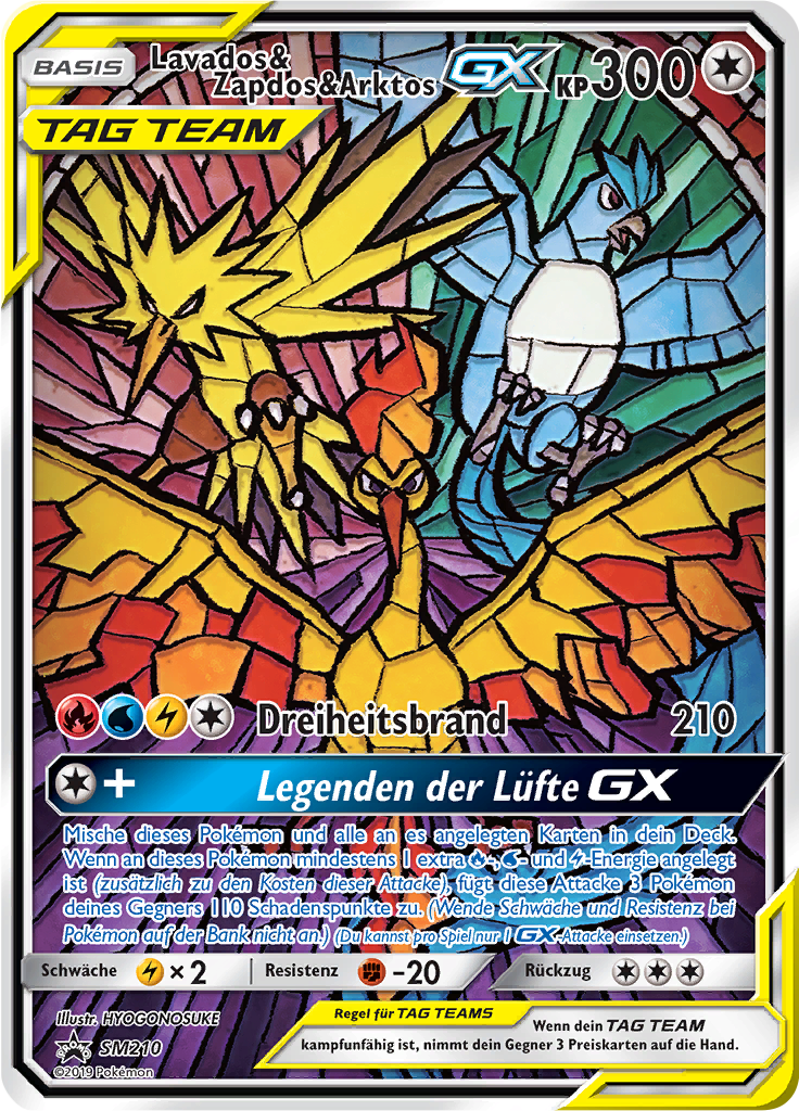 Lavados & Zapdos & Arktos GX SM210 — Sun & Moon Promos (German Pokémon TCG card)