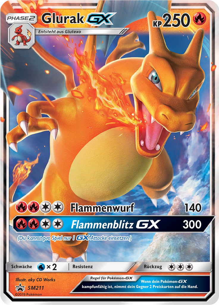 Glurak GX SM211 — Sun & Moon Promos (German Pokémon TCG card)