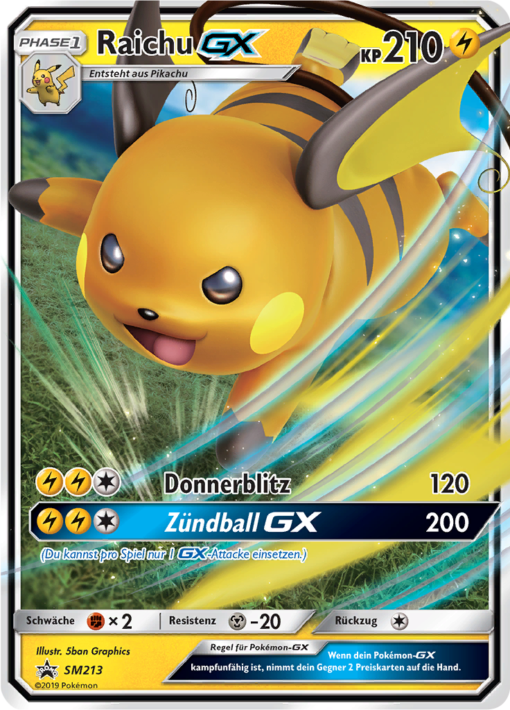 Raichu GX SM213 — Sun & Moon Promos (German Pokémon TCG card)