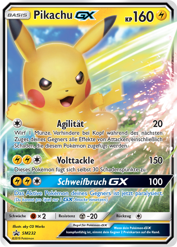 Pikachu GX SM232 — Sun & Moon Promos (German Pokémon TCG card)