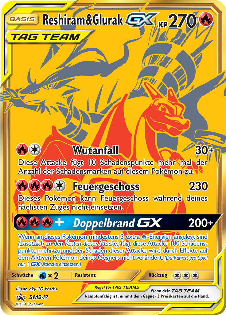 Reshiram & Glurak GX SM247 — Sun & Moon Promos (German Pokémon TCG card)