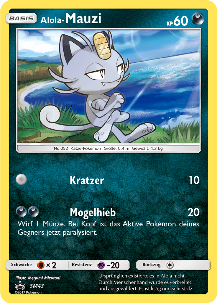 Alola-Mauzi SM43 — Sun & Moon Promos (German Pokémon TCG card)
