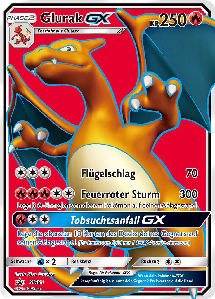 Glurak GX SM60 — Sun & Moon Promos (German Pokémon TCG card)