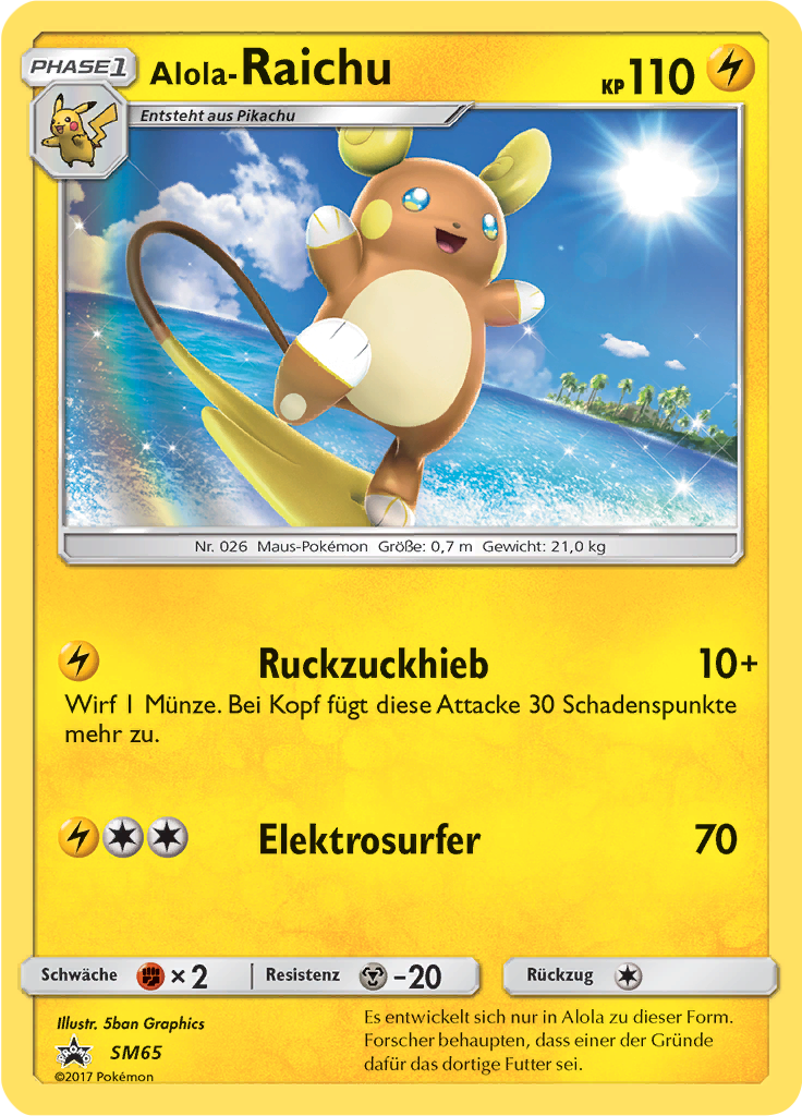 Alola-Raichu SM65 — Sun & Moon Promos (German Pokémon TCG card)