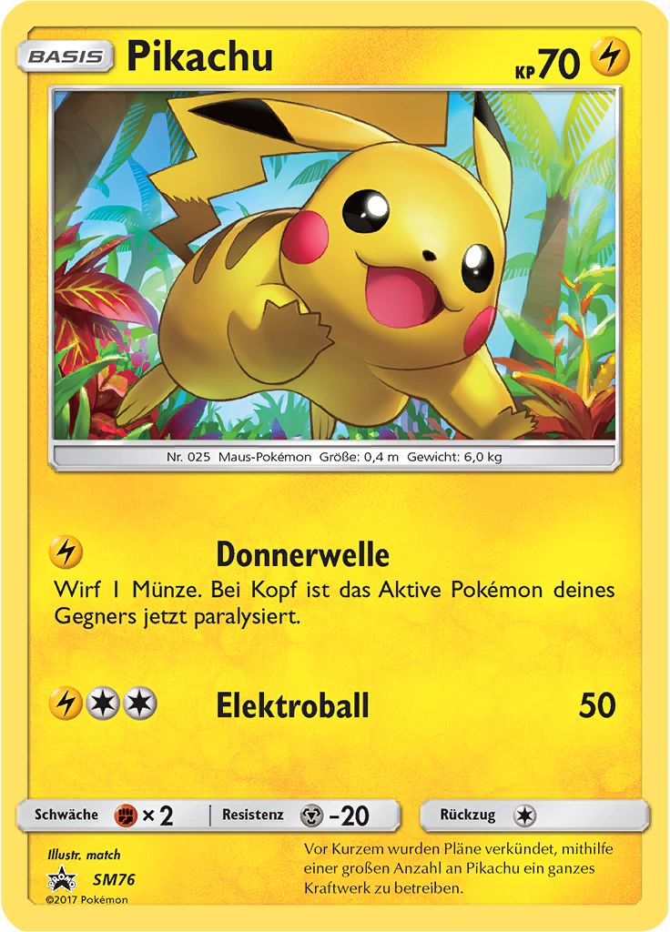 Pikachu SM76 — Sun & Moon Promos (German Pokémon TCG card)