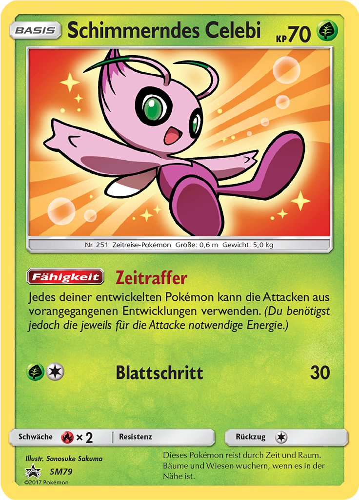 Schimmerndes Celebi SM79 — Sun & Moon Promos (German Pokémon TCG card)