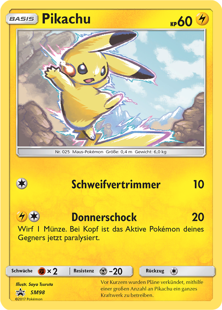 Pikachu SM98 — Sun & Moon Promos (German Pokémon TCG card)