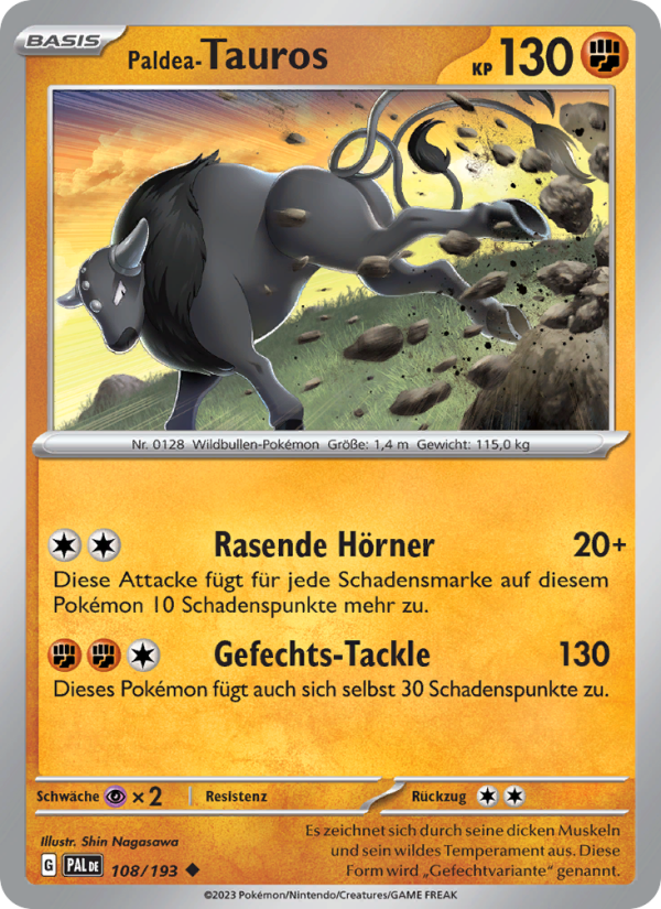 Paldea-Tauros 108 — Paldea Evolved (German Pokémon TCG card)