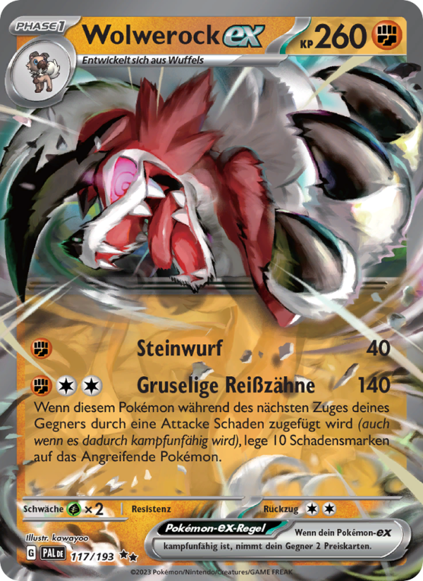 Wolwerock-ex 117 — Paldea Evolved (German Pokémon TCG card)