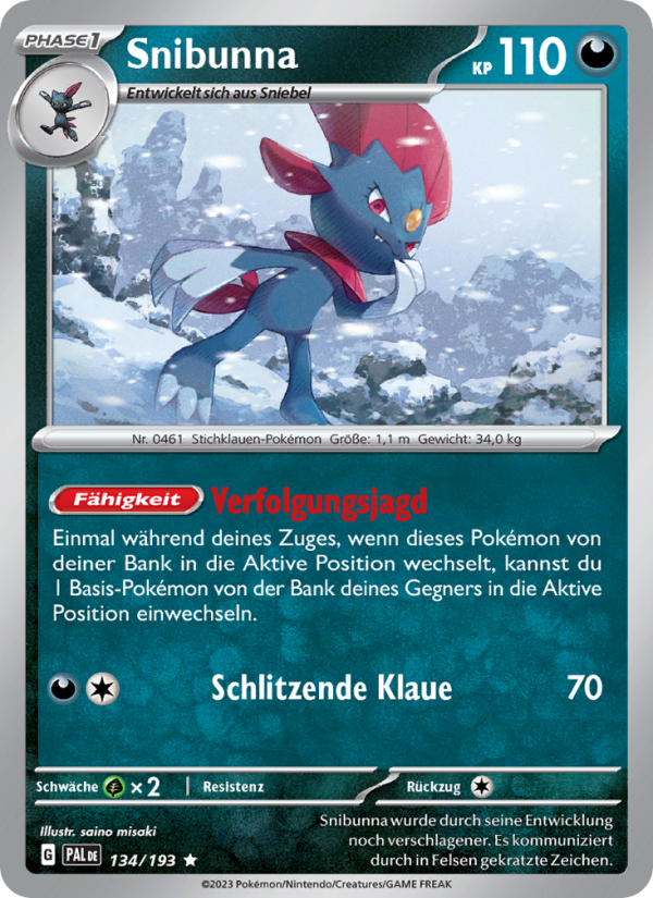 Snibunna 134 — Paldea Evolved (German Pokémon TCG card)