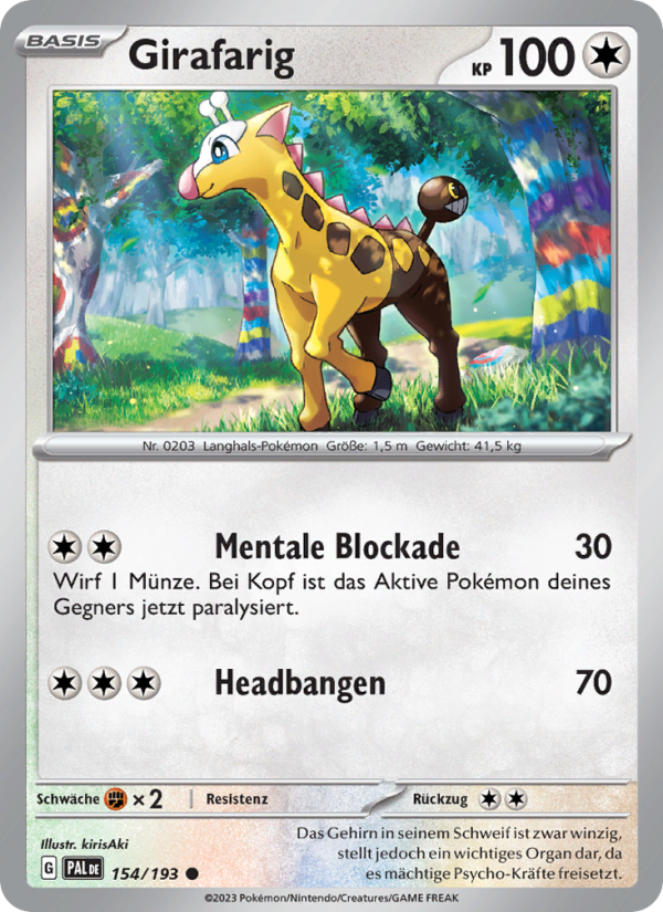 Girafarig 154 — Paldea Evolved (German Pokémon TCG card)