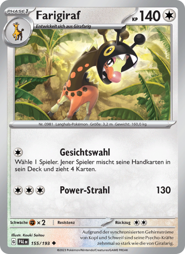 Farigiraf 155 — Paldea Evolved (German Pokémon TCG card)