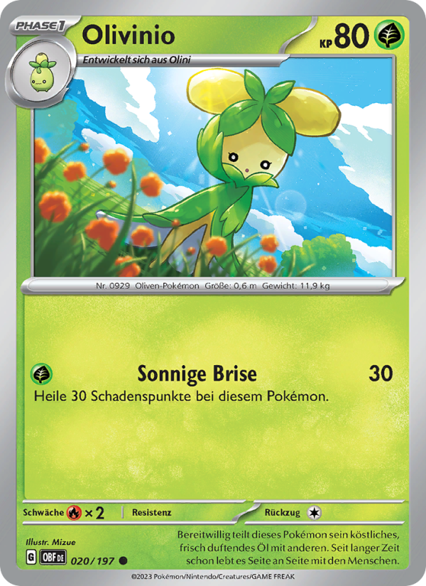 Olivinio 020 — Obsidian Flames (German Pokémon TCG card)