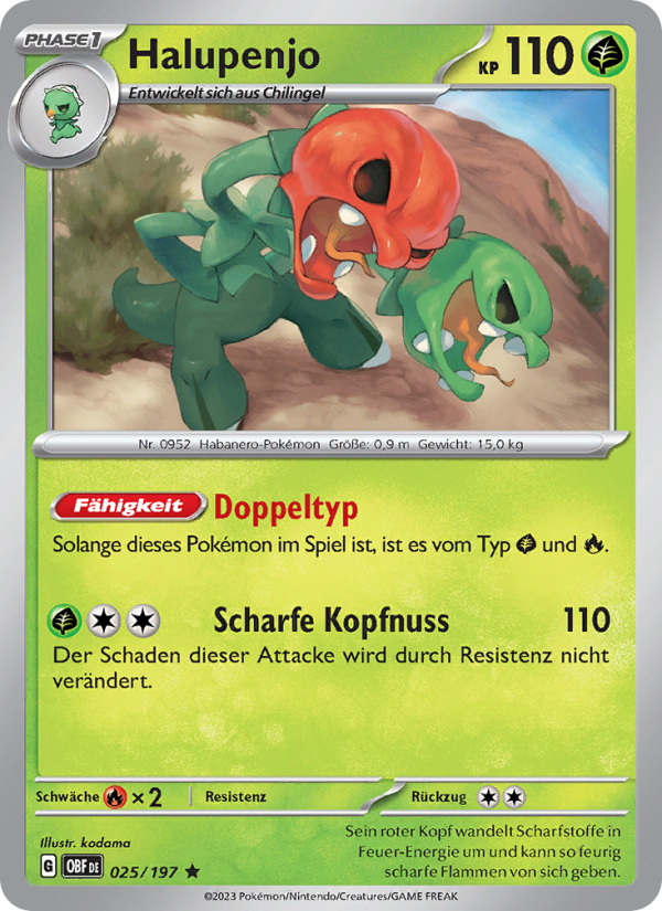 Halupenjo 025 — Obsidian Flames (German Pokémon TCG card)