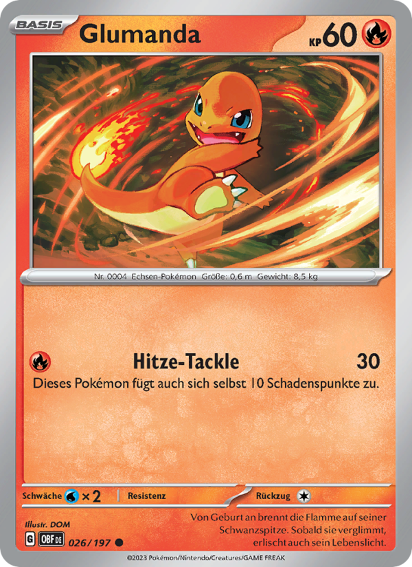 Glumanda 026 — Obsidian Flames (German Pokémon TCG card)