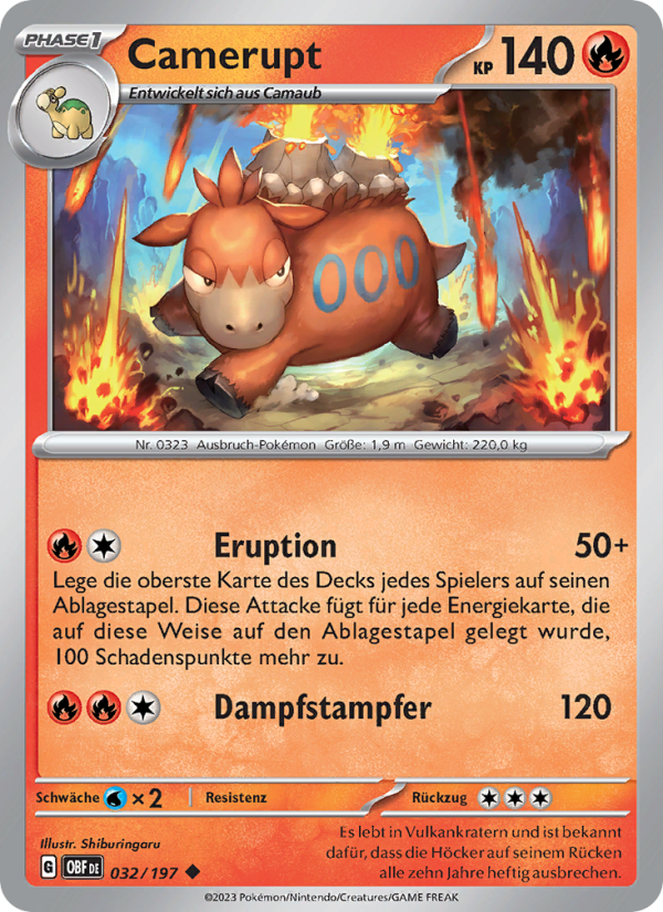 Camerupt 032 — Obsidian Flames (German Pokémon TCG card)