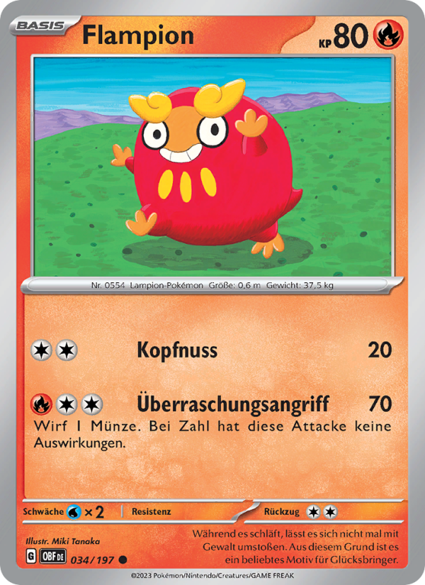 Flampion 034 — Obsidian Flames (German Pokémon TCG card)