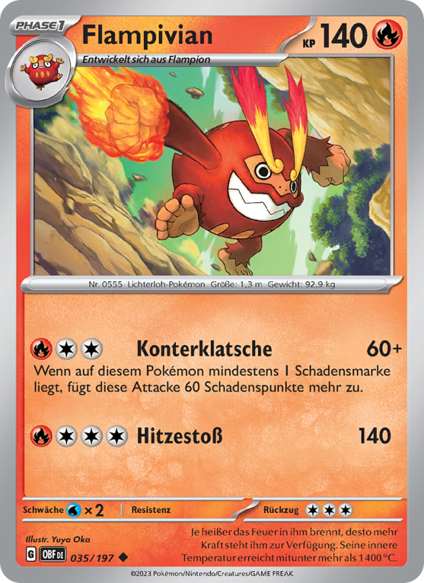 Flampivian 035 — Obsidian Flames (German Pokémon TCG card)