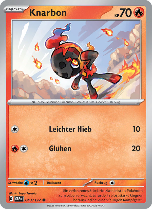 Knarbon 043 — Obsidian Flames (German Pokémon TCG card)
