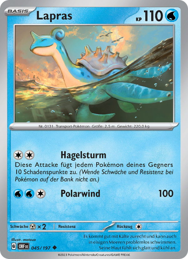 Lapras 045 — Obsidian Flames (German Pokémon TCG card)