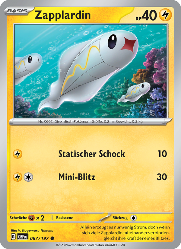 Zapplardin 067 — Obsidian Flames (German Pokémon TCG card)