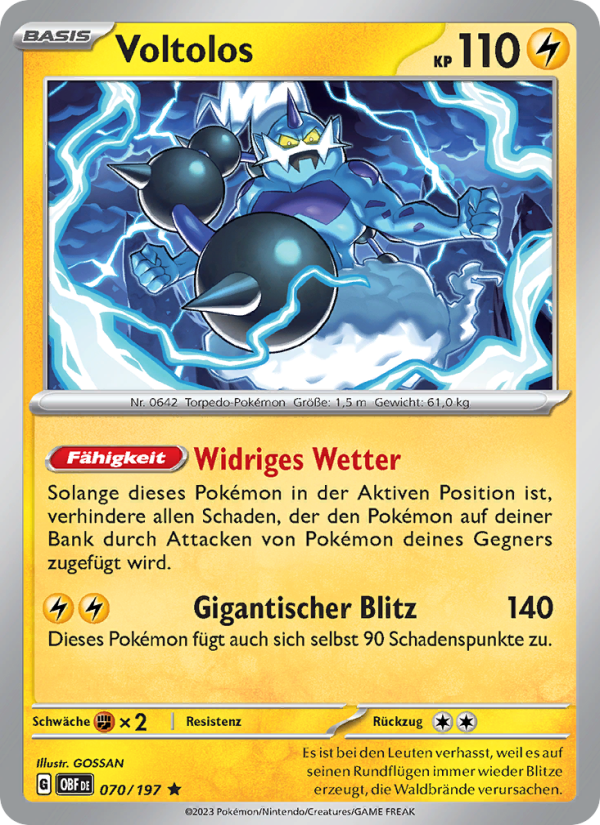Voltolos 070 — Obsidian Flames (German Pokémon TCG card)