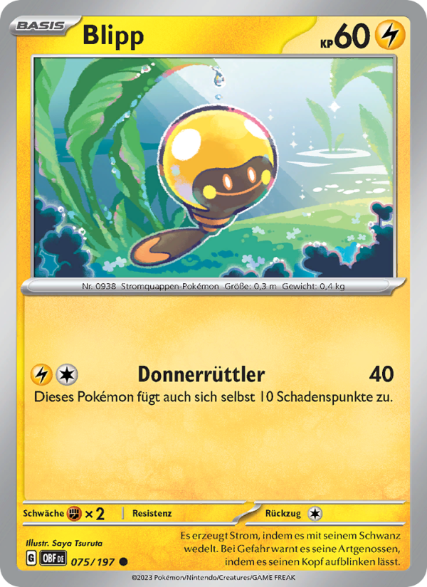 Blipp 075 — Obsidian Flames (German Pokémon TCG card)