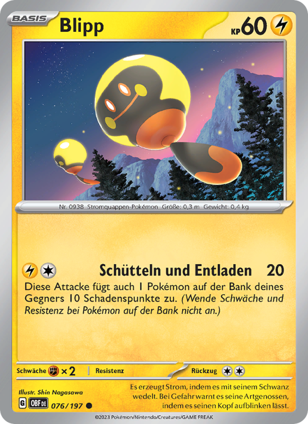 Blipp 076 — Obsidian Flames (German Pokémon TCG card)